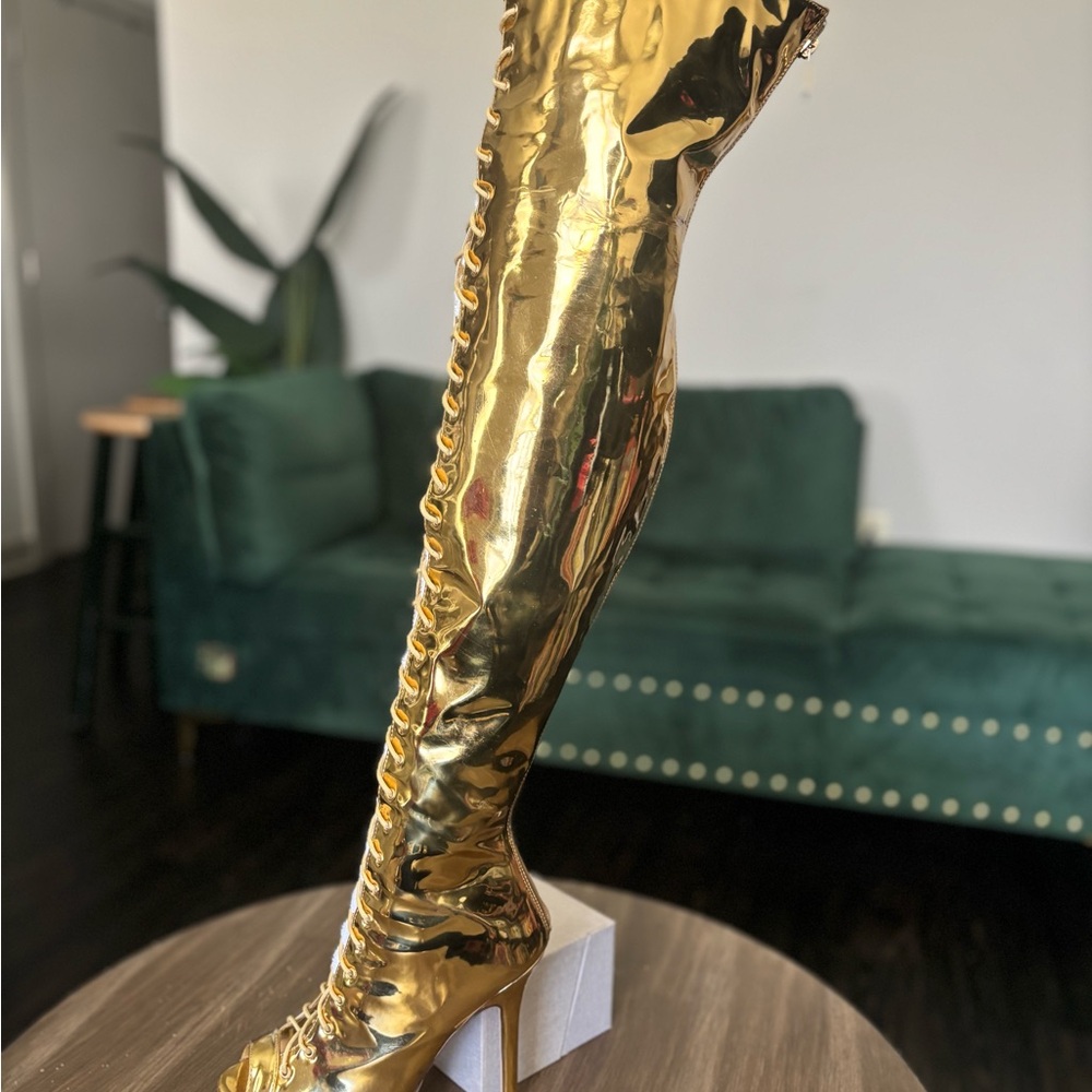Gold Over-the-Knee Women's Boots